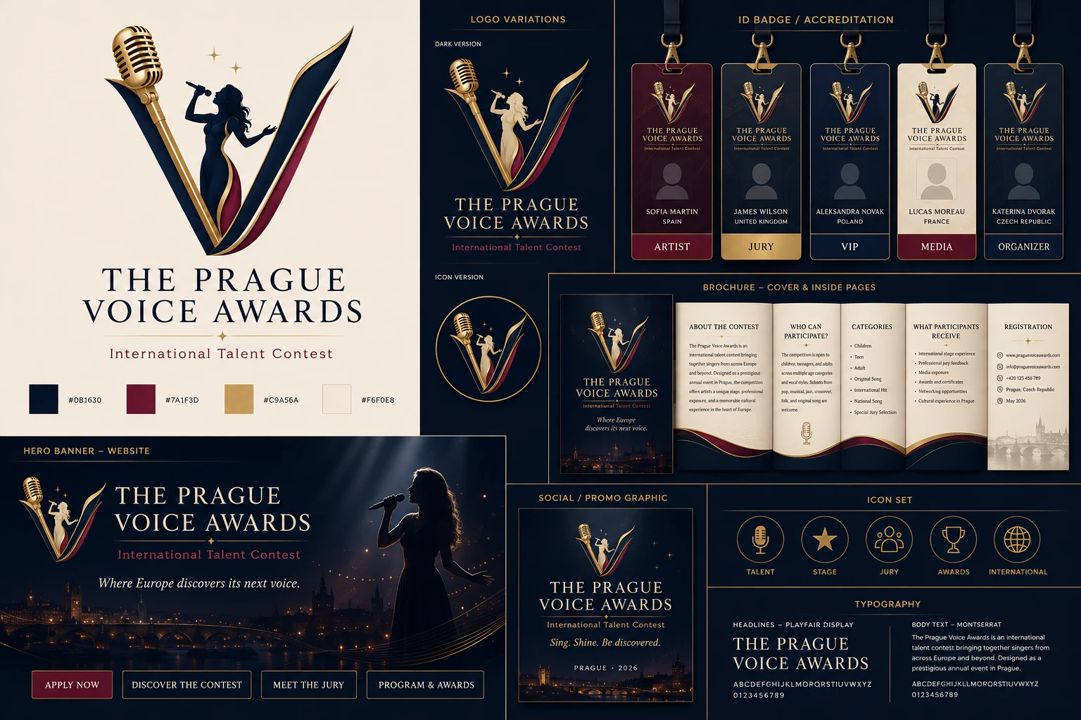 Přehled vizuální identity Prague Voice Awards
